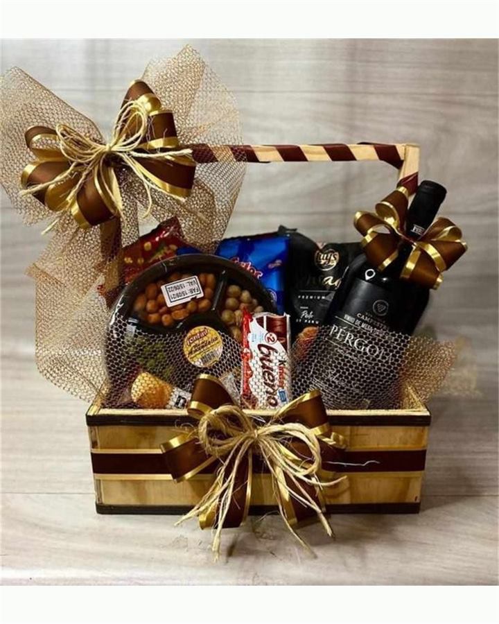 Cesta Masculina Gourmet Dourada
